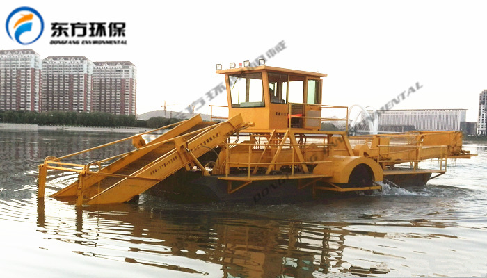 广西玉林市九州江管委会购买的DF-SHL110型全自动水葫芦清理船【工作视频】